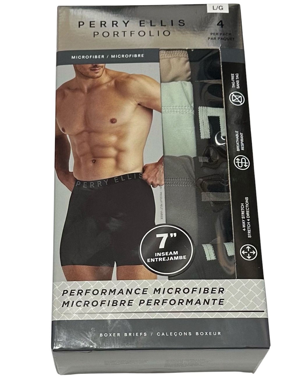 Perry Ellis Men's 4- Microfiber Boxer Briefs Large (36-38) Assorted 3809